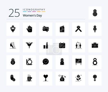Illustration for Womens Day 25 Solid Glyph icon pack including female. day. womens. womens. heart - Royalty Free Image