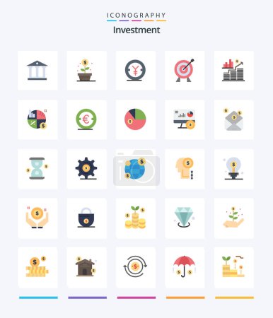 Illustration for Creative Investment 25 Flat icon pack  Such As investment. money. coin. investment. target - Royalty Free Image