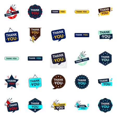 Illustration for 25 Versatile Vector Icons for Thank You Notes - Royalty Free Image