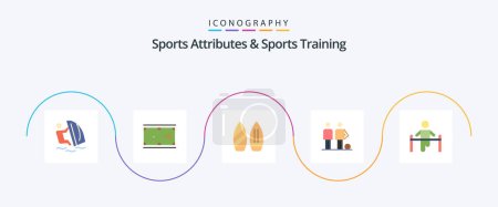 Ilustración de Sports Atributes And Sports Training Flat 5 Icon Pack Including friends. ball. pocket. amateur. sports - Imagen libre de derechos
