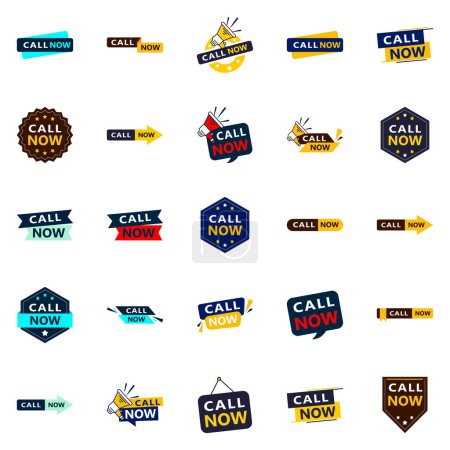 Illustration for Call Now 25 Fresh Typographic Elements for a modern calling promotion - Royalty Free Image