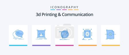 Illustration for 3d Printing And Communication Blue 5 Icon Pack Including rapid. object. object. wire. connection. Creative Icons Design - Royalty Free Image