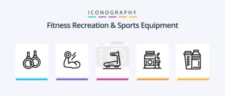 Ilustración de Fitness Recreation And Sports Equipment Line 5 Icon Pack Including beat. muscle. training. growth. muscle. Creative Icons Design - Imagen libre de derechos