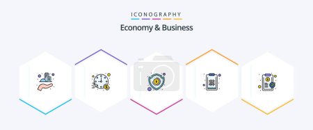 Illustration for Economy And Business 25 FilledLine icon pack including clip. money. strategy. management - Royalty Free Image