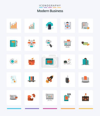 Téléchargez les illustrations : Creative Modern Business 25 Flat icon pack  Such As flow. business. business. clipboard. mobile - en licence libre de droit