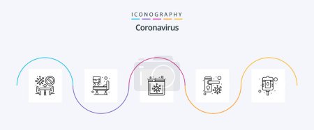 Illustration for Coronavirus Line 5 Icon Pack Including bottle. bacteria. browser. safety. doorknob - Royalty Free Image