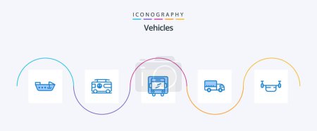 Téléchargez les illustrations : Vehicles Blue 5 Icon Pack Including transportation. drone. lorry. air. transport - en licence libre de droit