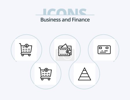 Téléchargez les illustrations : Finance Line Icon Pack 5 Icon Design. . checkout. - en licence libre de droit