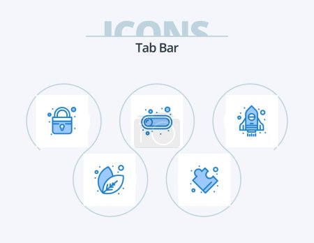 Téléchargez les illustrations : Tab Bar Blue Icon Pack 5 Icon Design. . startup. secure. spaceship. toggle - en licence libre de droit