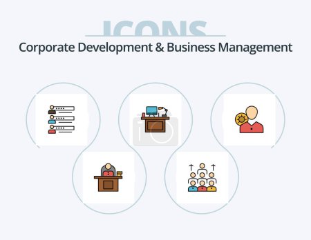 Illustration for Corporate Development And Business Management Line Filled Icon Pack 5 Icon Design. human. workforce. hr. search. resources - Royalty Free Image