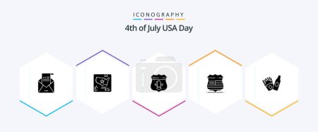 Illustration for Usa 25 Glyph icon pack including bottle. usa. world. sign. security - Royalty Free Image