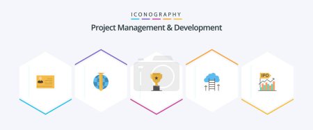 Ilustración de Project Management And Development 25 Flat icon pack including success. career. market. career path. position - Imagen libre de derechos