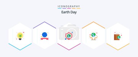 Illustration for Earth Day 25 Flat icon pack including ecology. green. protect. ecology. care - Royalty Free Image