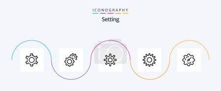 Ilustración de Setting Line 5 Icon Pack Including . wheel. timer. gear - Imagen libre de derechos
