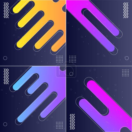 Illustration for Pack of 4 Abstract Geometric Gradient Backgrounds with Minimalistic Fluid Shapes - Royalty Free Image