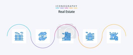 Ilustración de Real Estate Blue 5 Icon Pack Including . real estate. estate. document. home - Imagen libre de derechos