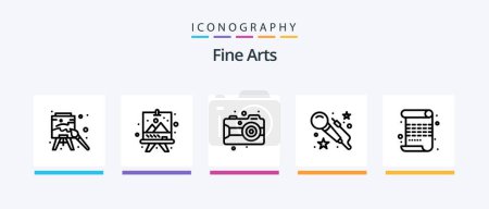 Téléchargez les illustrations : Fine Arts Line 5 Icon Pack Including paint. art. graphic. camera. paint. Creative Icons Design - en licence libre de droit