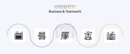 Ilustración de Business And Teamwork Line 5 Icon Pack Including business. team. work. idea. money - Imagen libre de derechos