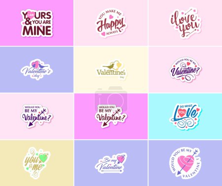 Ilustración de Celebrating the Power of Love on Valentine's Day Stickers - Imagen libre de derechos