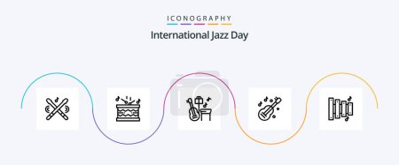 Ilustración de International Jazz Day Line 5 Icon Pack Including music. custom . song. kora - Imagen libre de derechos