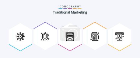 Illustration for Traditional Marketing 25 Line icon pack including . support. newsletter. phone. best - Royalty Free Image