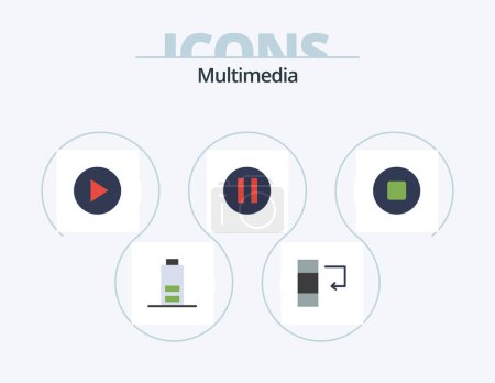 Téléchargez les illustrations : Multimedia Flat Icon Pack 5 Icon Design. . multimedia. - en licence libre de droit