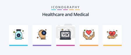 Illustration for Medical Line Filled 5 Icon Pack Including . medical room. stethoscope. hospital bed. medicine. Creative Icons Design - Royalty Free Image