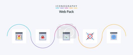Ilustración de Web Pack Flat 5 Icon Pack Including computer. seo. web security. target. web speed checking - Imagen libre de derechos