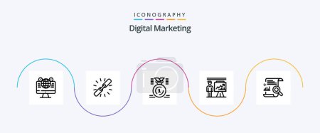 Téléchargez les illustrations : Digital Marketing Line 5 Icon Pack Including presentation. business. hyperlink. win. position - en licence libre de droit