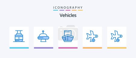Illustration for Vehicles Blue 5 Icon Pack Including delay. transport. filled. plane. flight. Creative Icons Design - Royalty Free Image