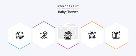 Illustration for Baby Shower 25 Line icon pack including baby. kid. child. family. baby - Royalty Free Image