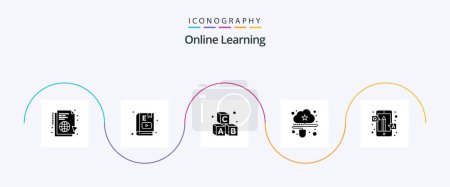 Illustration for Online Learning Glyph 5 Icon Pack Including mouse. connected. learning. cloud. learning - Royalty Free Image
