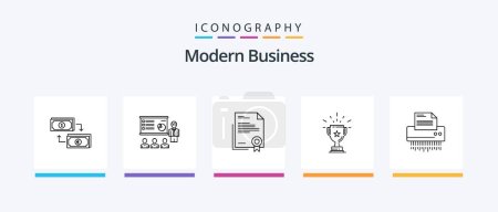 Téléchargez les illustrations : Modern Business Line 5 Icon Pack Including business. achievement. employee. trophy. resources. Creative Icons Design - en licence libre de droit