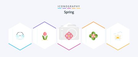 Illustration for Spring 25 Flat icon pack including . light. rose. brightness. spring flower - Royalty Free Image