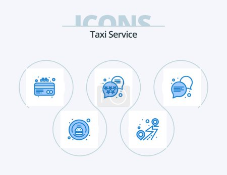 Téléchargez les photos : Taxi Service Blue Icon Pack 5 Icon Design. . conversation. atm. communication. rank - en image libre de droit