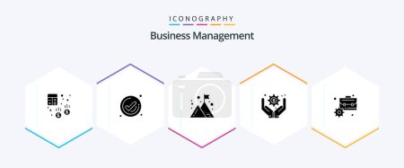 Ilustración de Business Management 25 Glyph icon pack including business. business operations. check. business management. mission - Imagen libre de derechos