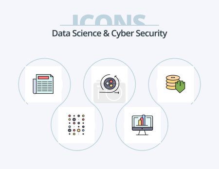 Illustration for Data Science And Cyber Security Line Filled Icon Pack 5 Icon Design. data scince. pattren. predication. info. book - Royalty Free Image