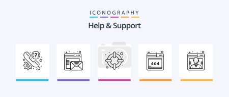 Illustration for Help And Support Line 5 Icon Pack Including hours. faq. comment. customer. sheet. Creative Icons Design - Royalty Free Image