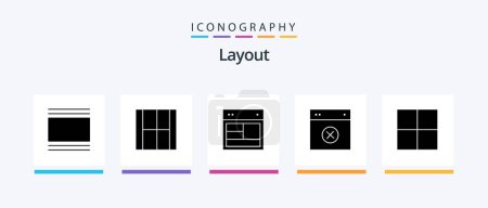 Téléchargez les illustrations : Layout Glyph 5 Icon Pack Including layout. cancel. illustration. website. site. Creative Icons Design - en licence libre de droit