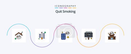 Illustration for Quit Smoking Line Filled Flat 5 Icon Pack Including ad. cigarette. lifestyle. block. sweet - Royalty Free Image