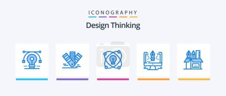 Ilustración de Design Thinking Blue 5 Icon Pack Including software. drawing. pms. pen. lightd. Creative Icons Design - Imagen libre de derechos