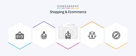 Illustration for Shopping And Ecommerce 25 Line icon pack including . compass. helmet. direction. space - Royalty Free Image