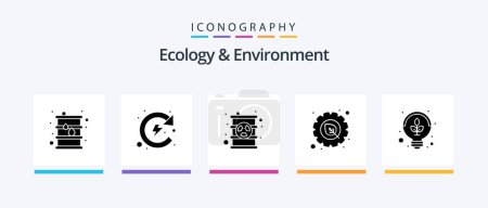 Ilustración de Ecology And Environment Glyph 5 Icon Pack Including green. leaf. nuclear. green. environment. Creative Icons Design - Imagen libre de derechos