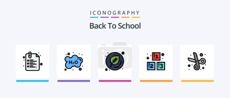 Ilustración de Back To School Line Filled 5 Icon Pack Including pencil and ruler. back to school. education. pencil. ruler. Creative Icons Design - Imagen libre de derechos