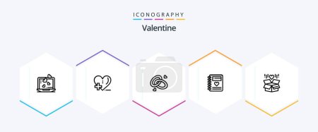 Illustration for Valentine 25 Line icon pack including engagment. love. love. day. valentine - Royalty Free Image