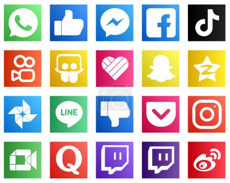 Ilustración de 20 Social Media Icons for All Your Needs such as snapchat. slideshare. kuaishou and china icons. Elegant and unique - Imagen libre de derechos