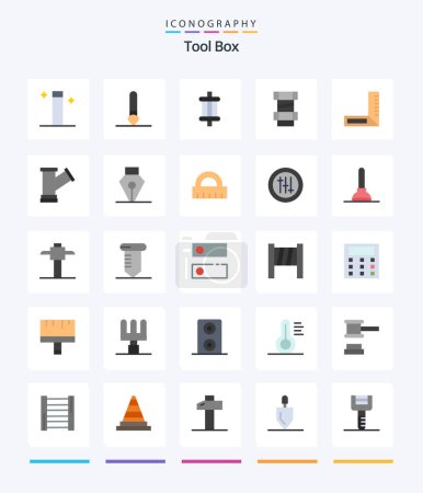 Téléchargez les illustrations : Creative Tools 25 Flat icon pack  Such As ink. tools. components. plump. engineering - en licence libre de droit