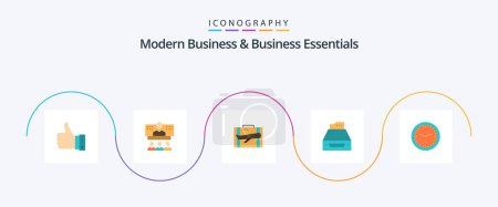 Ilustración de Modern Business And Business Essentials Flat 5 Icon Pack Including luggage. business. business. baggage. online - Imagen libre de derechos