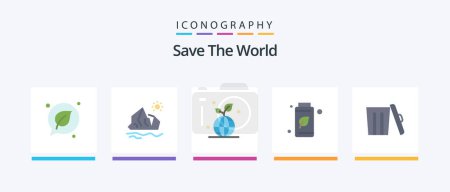Téléchargez les illustrations : Save The World Flat 5 Icon Pack Including green. green. melting. bottle. save. Creative Icons Design - en licence libre de droit