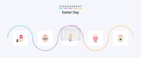 Téléchargez les illustrations : Easter Flat 5 Icon Pack Including decoration. food. egg. egg. bird - en licence libre de droit